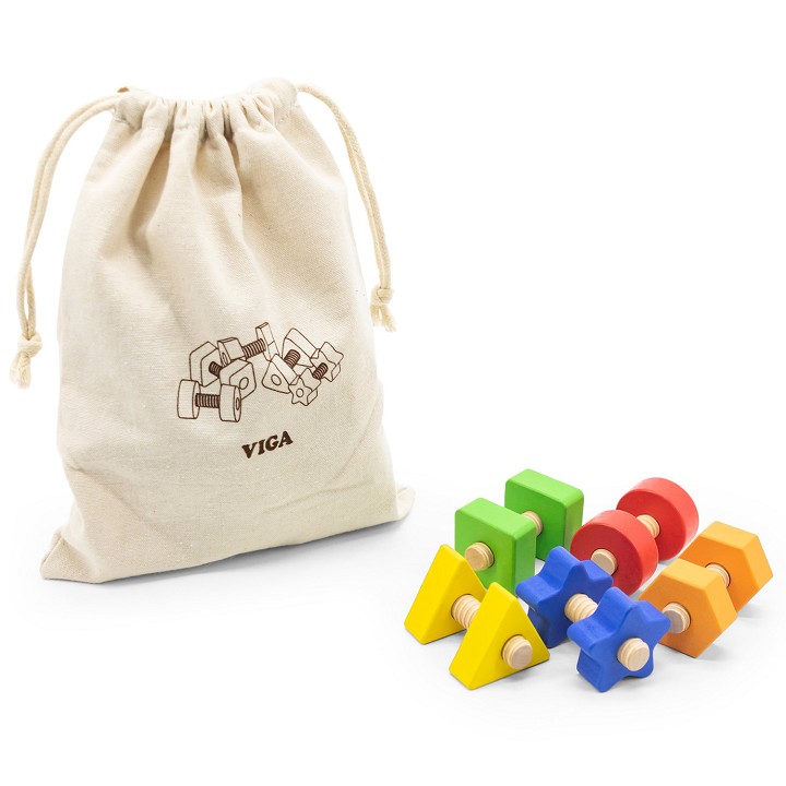 Viga Toys® Houten Moeren- en Boutenset – 40 Stuks